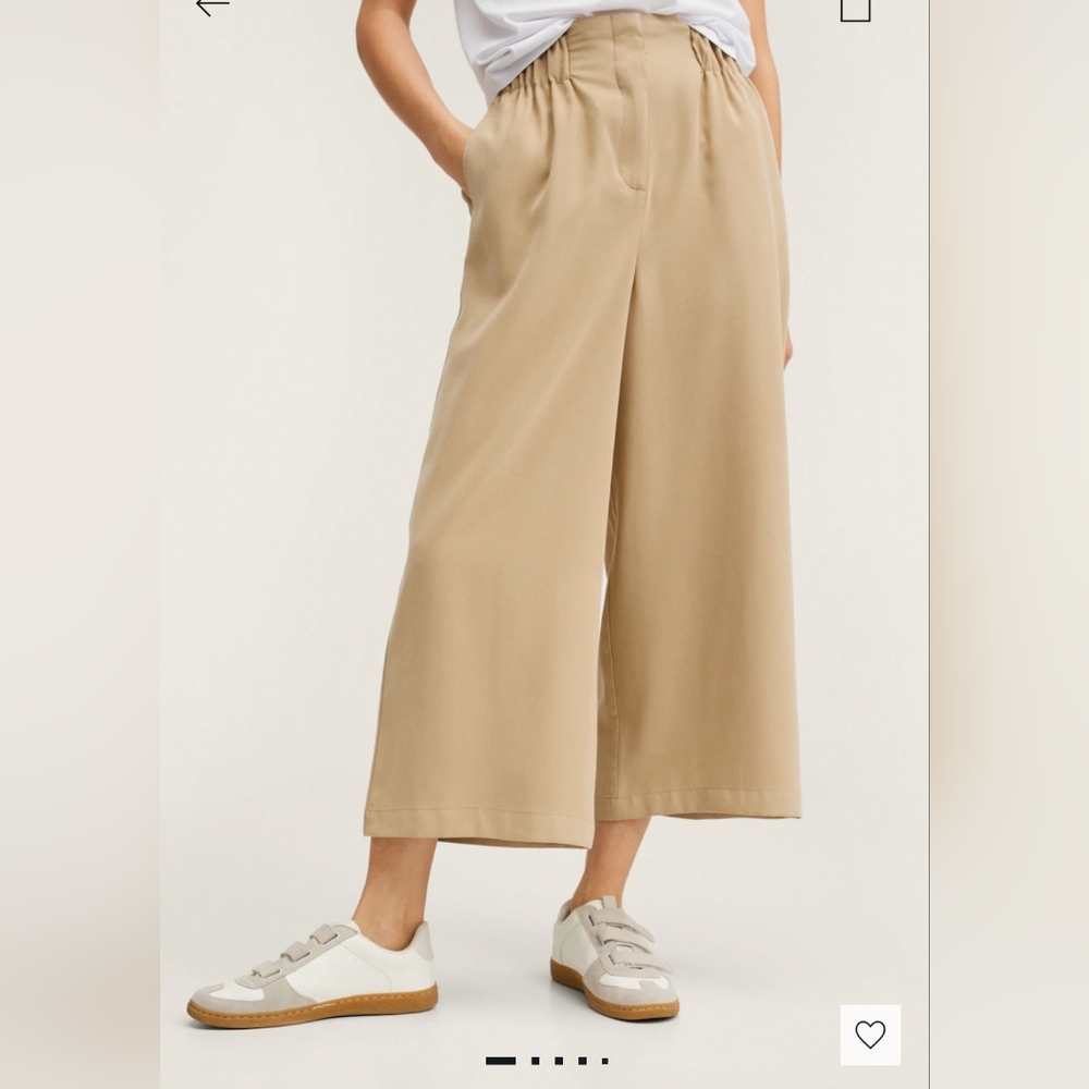 Mango High-waisted Plazzo Pants Culotte Medium Brown Small